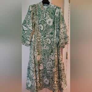 Hyacinth House Hillsborough XXL Green and White Cotton Dress